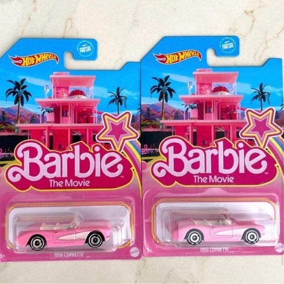 Barbie The Movie Hot Wheels 1956 Corvette 1:64 Scale Die Cast Cars New Set of 2 - Picture 1 of 4